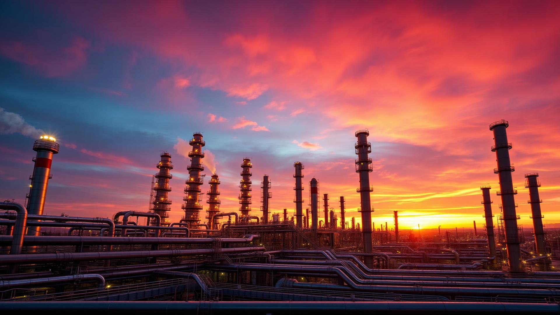 Refinery at sunset